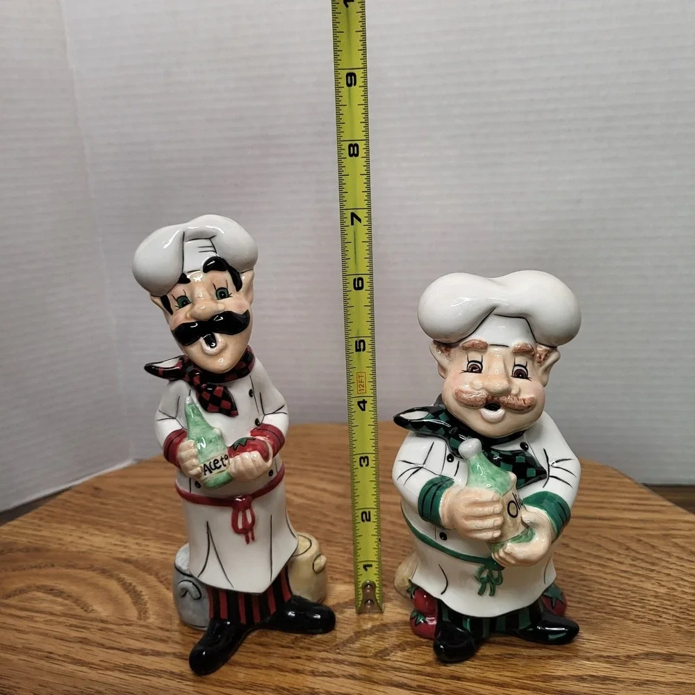 Fitz & Floyd‎ Italian Duo Oil And Vinegar Dispensers Papa Paisano Ceramic Pair